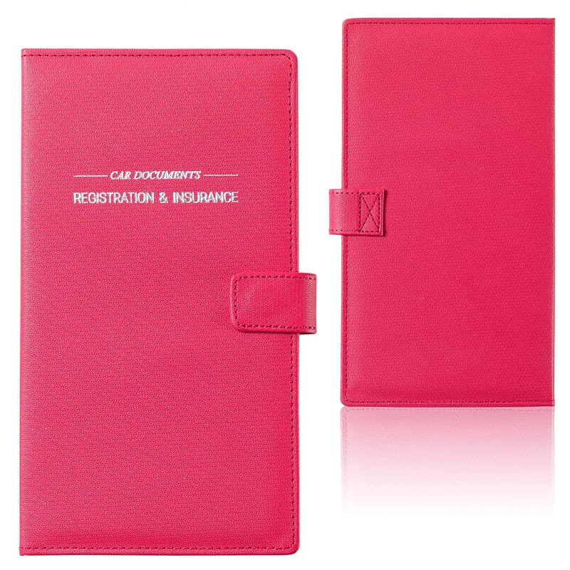 Organizador de Documentos Automotivos GNEGNI em Couro Sintético PU Rosa com 7 Compartimentos e Fechamento Magnético