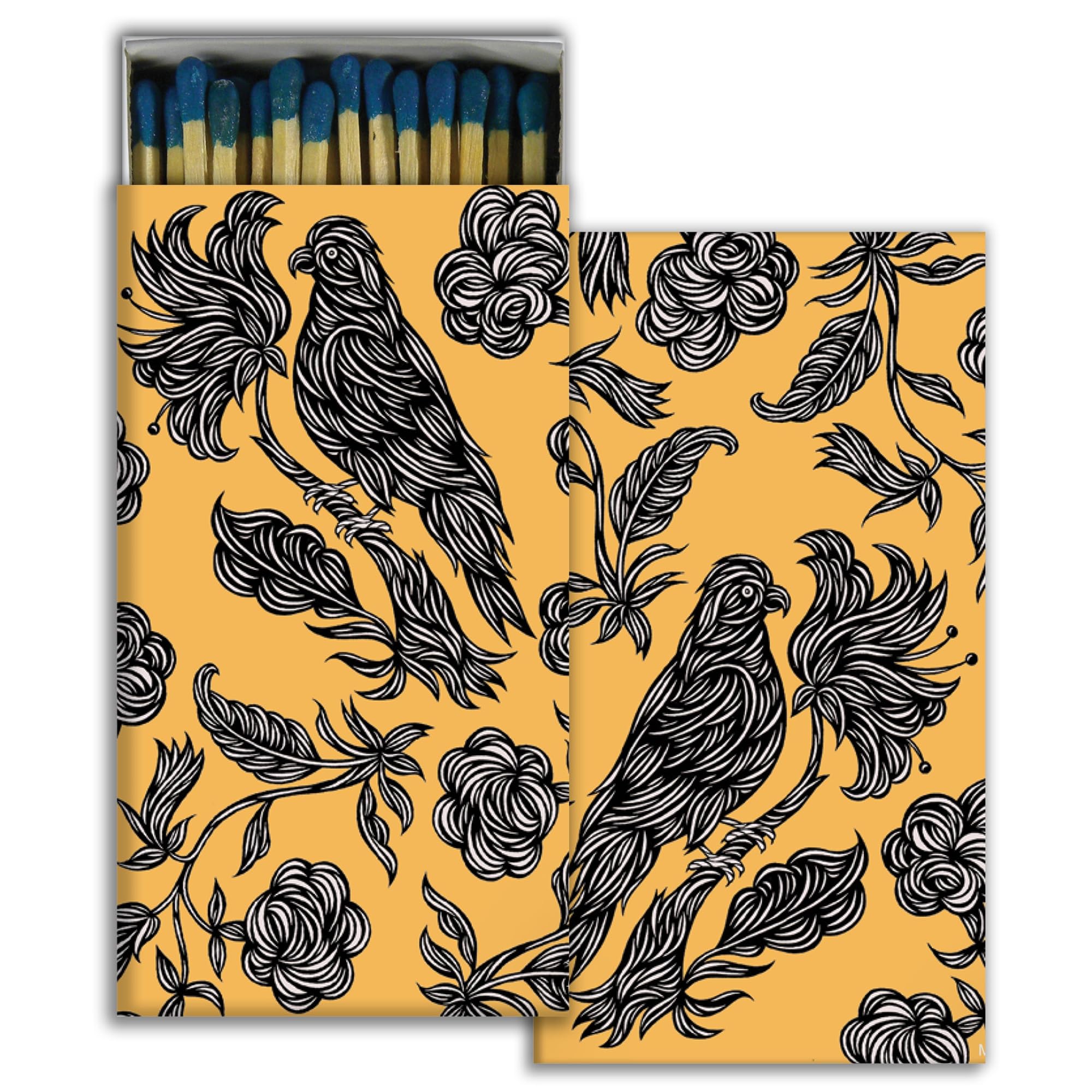 Birds in The Garden Decorative Matchbox with Wooden Matches - Great for Lighting Candles, fireplaces, Grills and More | One Box