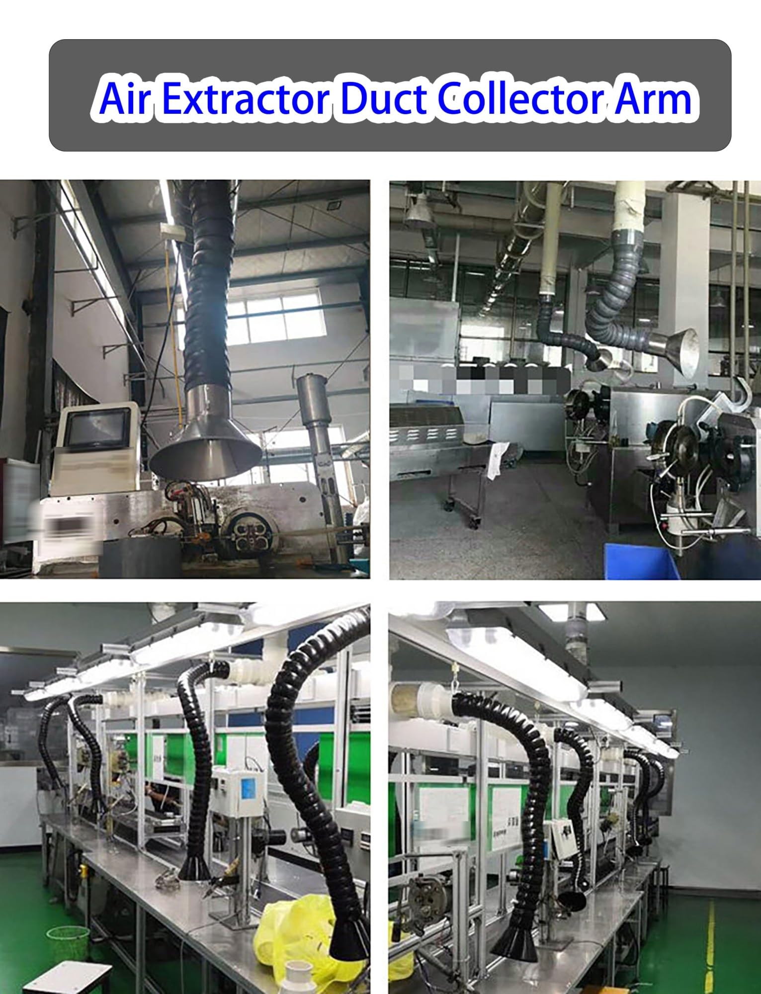 Brazo extractor de humos industrial con capucha, manguera flexible ajustable de 360° para soldadura de humo y ventilación de taller, 2 y 3 pulgadas de diámetro, 6.5 pies