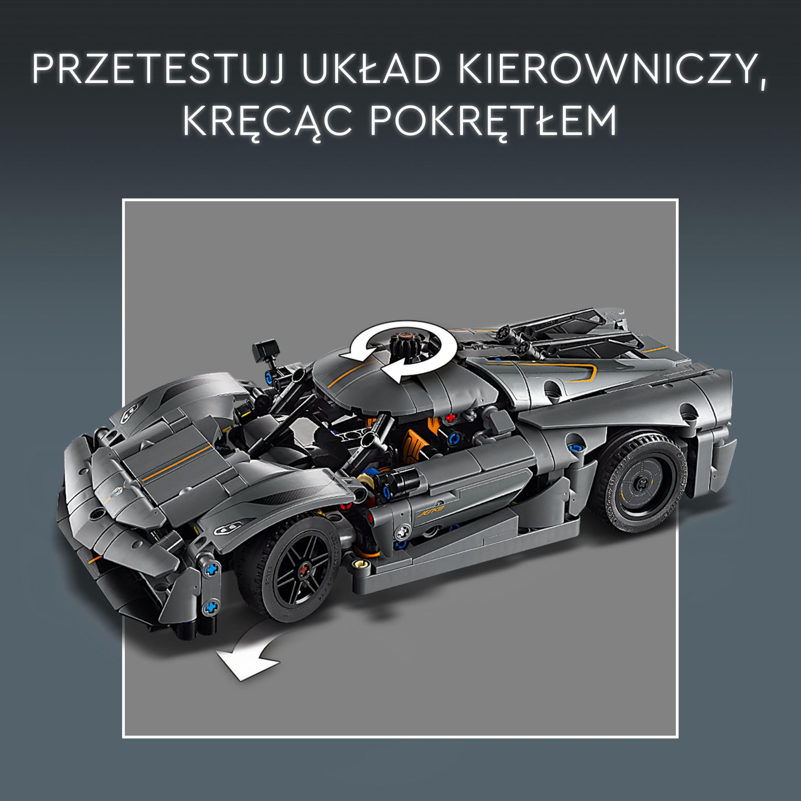 LEGO Technic Szary hipersamochód Koenigsegg Jesko Absolut 42173 | Model samochodu, klocki konstrukcyjne Technic dla dzieci, prezent dla fana motoryzacji 10+, 801 elementów