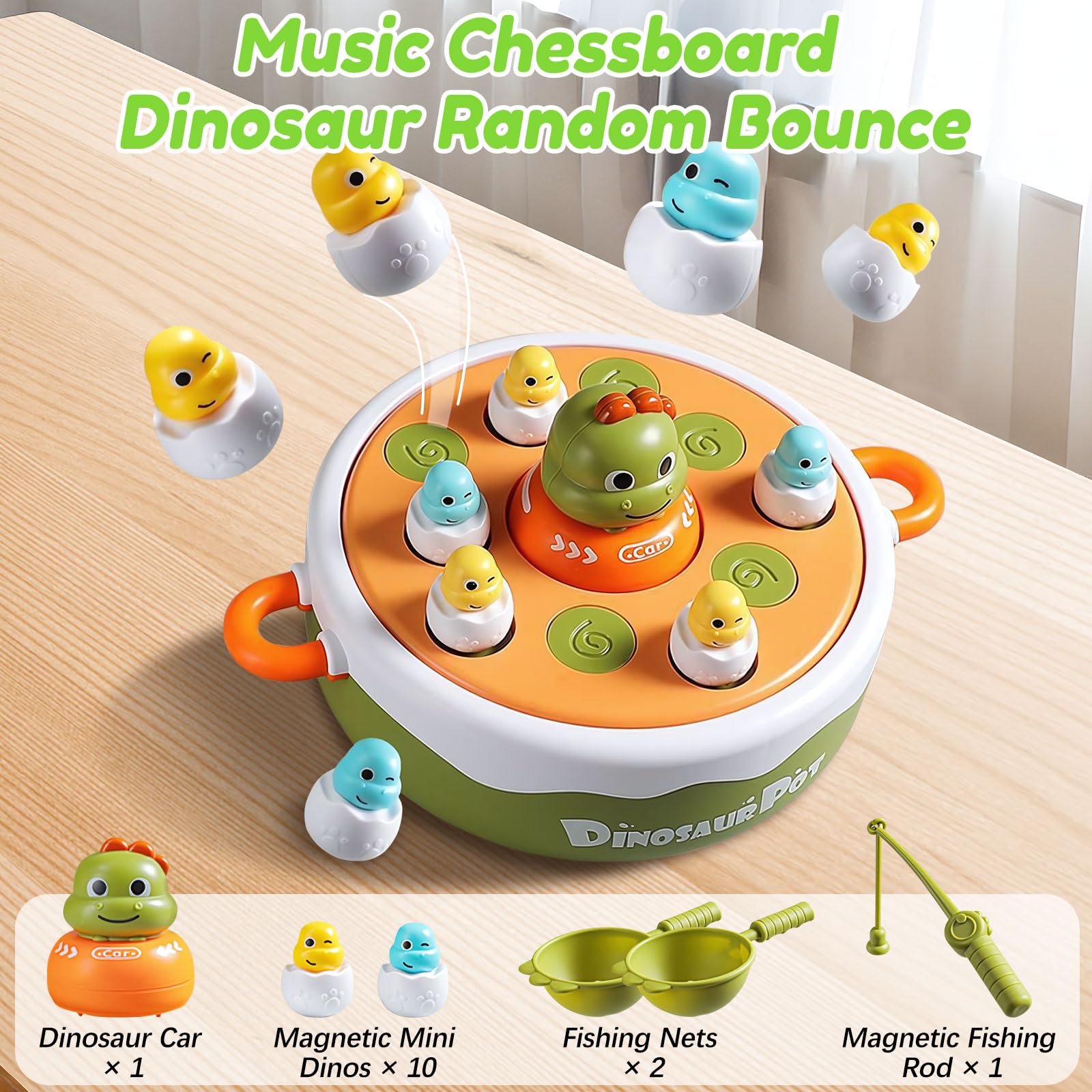 Jeu De Pêche Magnétique Dinosaures 4 En 1 – Musical & Éducatif Montessori, 3-6 Ans, Jouet Interactif Avec Canne, Filet, Bowling & Tic-Tac-Toe