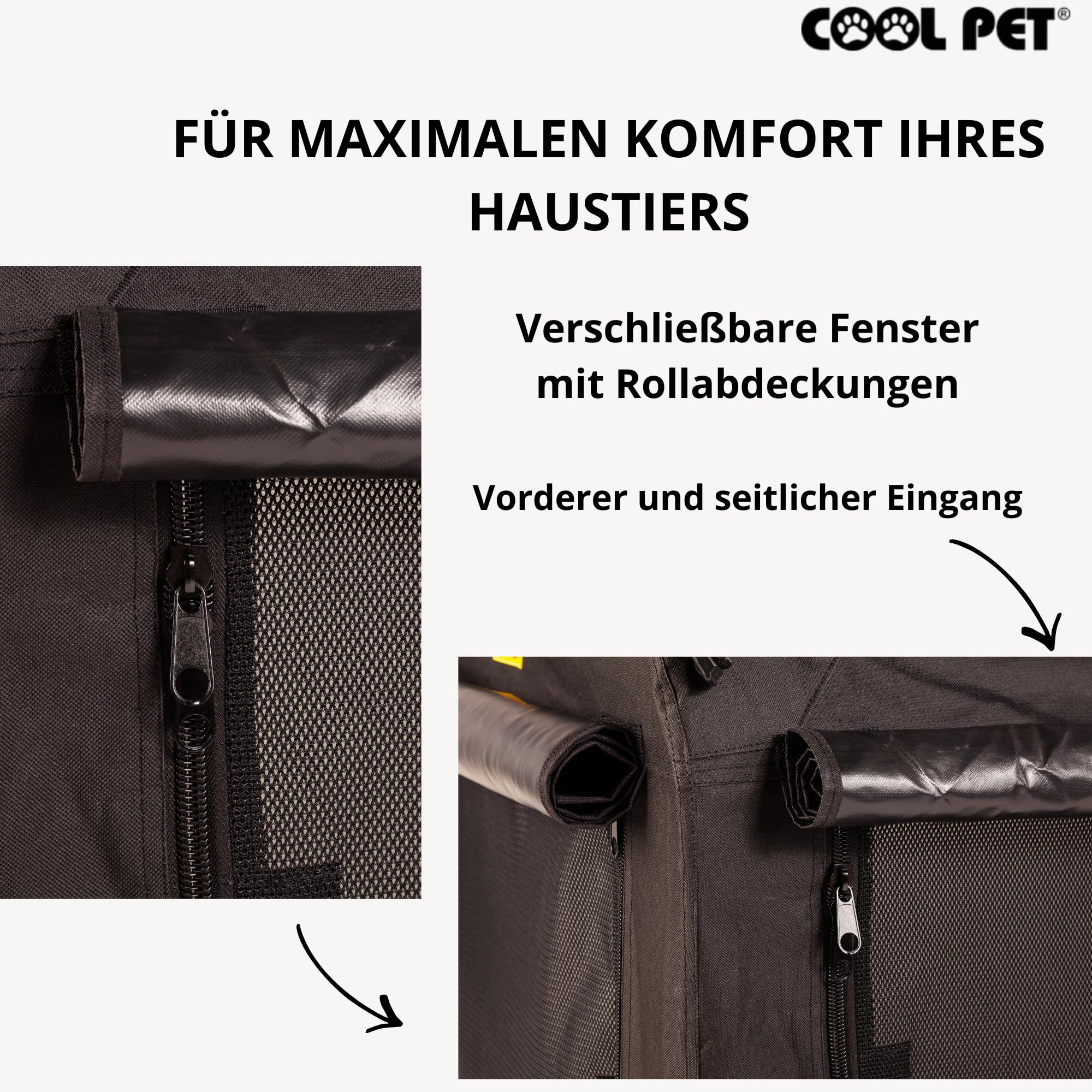 MaxiBox 140 * 90 * 110cm, Transportbox, COOL PET, Hundebox, Hundehütte, Hundekiste, Box für Hund (schwarz)