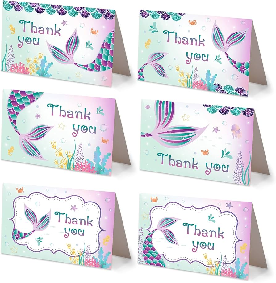 wernnsai-mermaid-thank-you-card-24-sets-thank-you-card-with-envelopes-for-girls-kids-mermaid-blank-note-cards-for-birthday-party-gift-cards-thank-you-notes-4-x-6 for Free Printable Mermaid Thank You Cards WERNNSAI Mermaid Thank You Card – 24 Sets Thank You Card with Envelopes for Girls Kids Mermaid Blank Note Cards for Birthday Party Gift Cards Thank You Notes 4'' x 6'' : for Free Printable Mermaid Thank You Cards