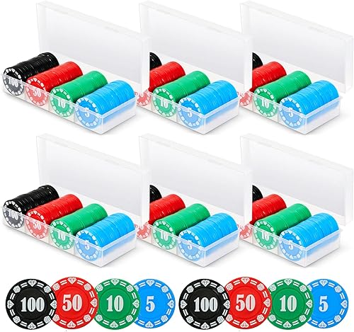 Lewtemi Juego de fichas de póquer con denominaciones, contadores de plástico, fichas de casino con soporte de póquer, caja de almacenamiento para
