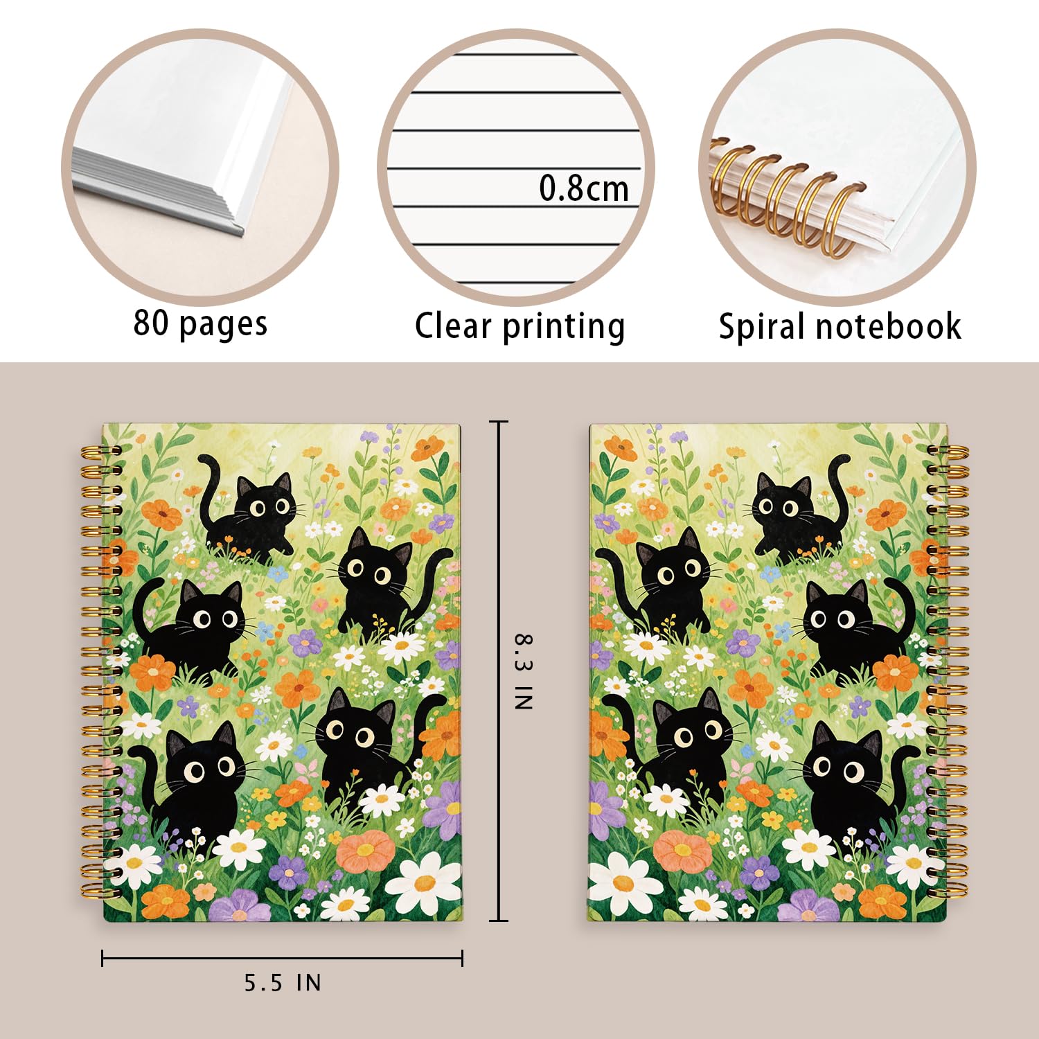 LIANHW - Taccuino con grazioso gatto, per la scuola