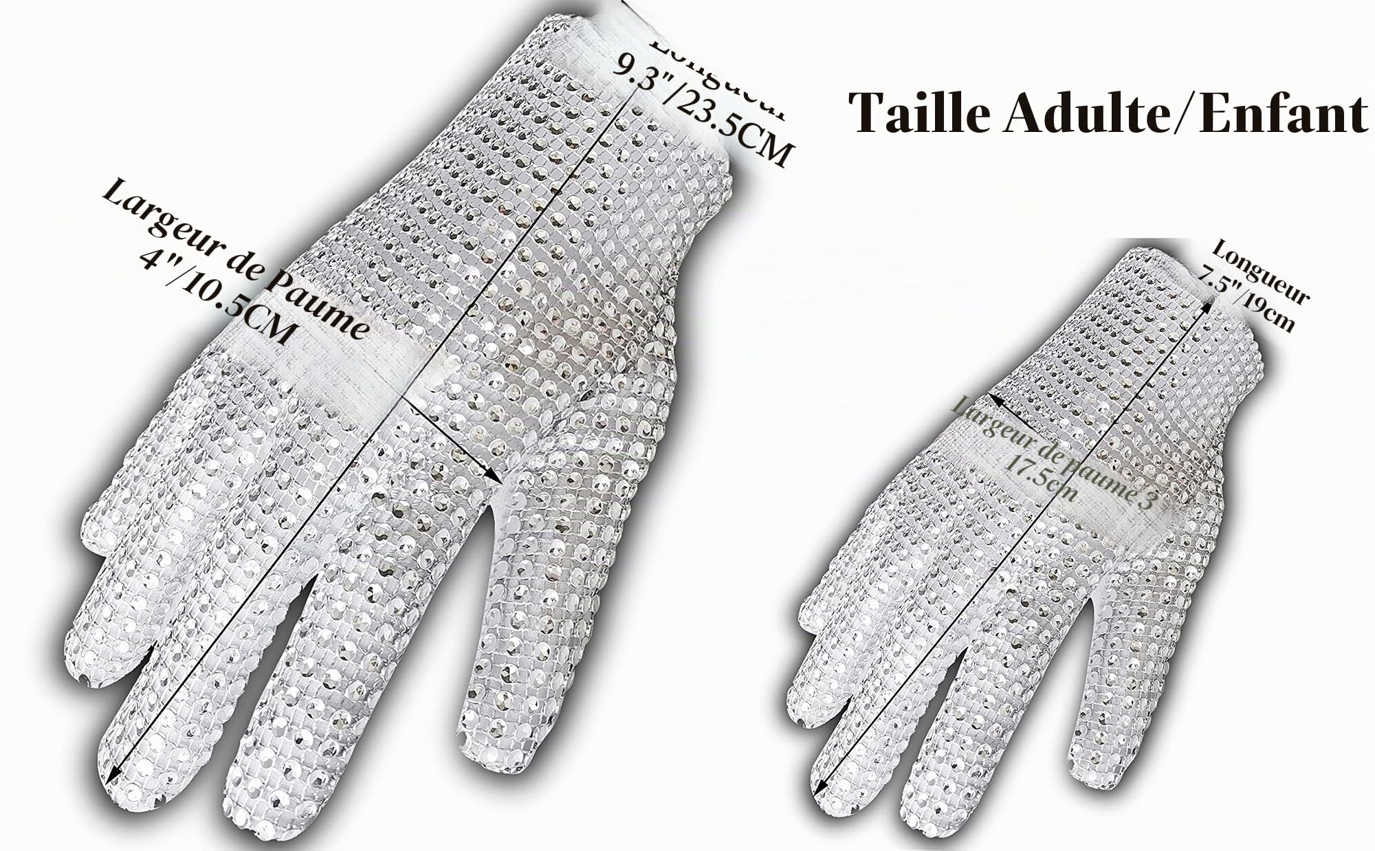 Michael Diamond Gants pour enfants fans de Billie Jean Gants strass Punk Rock MJ Gants Cadeau de Noël