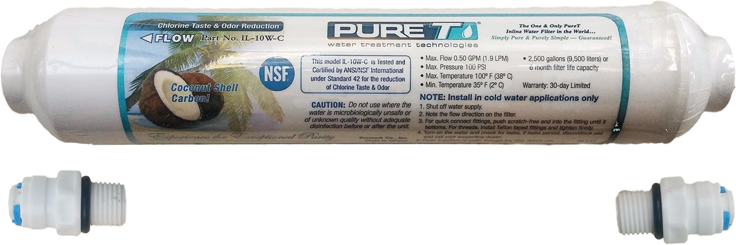 Sponsored Ad - Inline Graduated Activated Carbon Water Filter - Whole House Carbon Block Cartridge Chlorine, Taste & Odor Reduction - 10 Inch