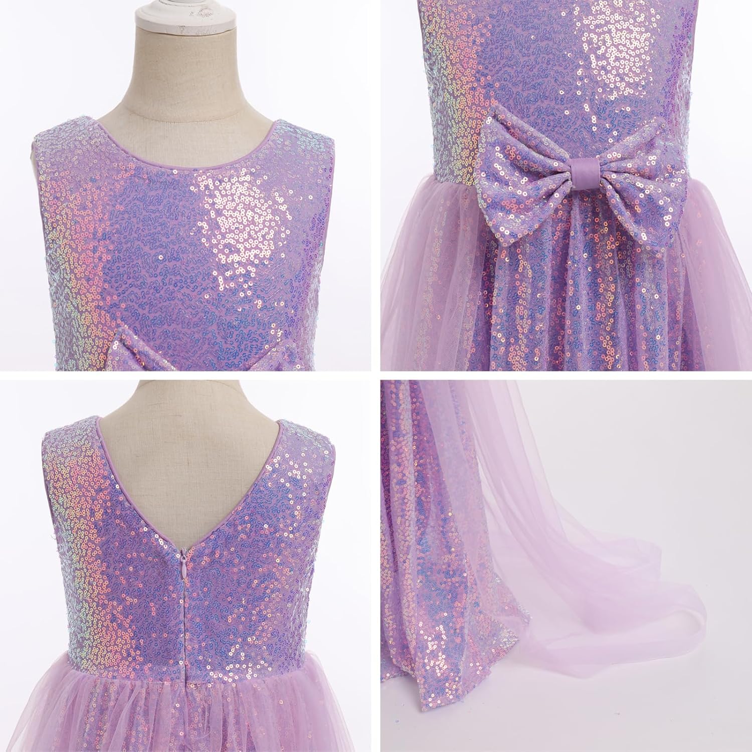 Flower Girls Sequin Dress Sleeveless Glitters Princess Tulle Long Maxi Dress Pageant Birthday Wedding Party Gown - Image 6