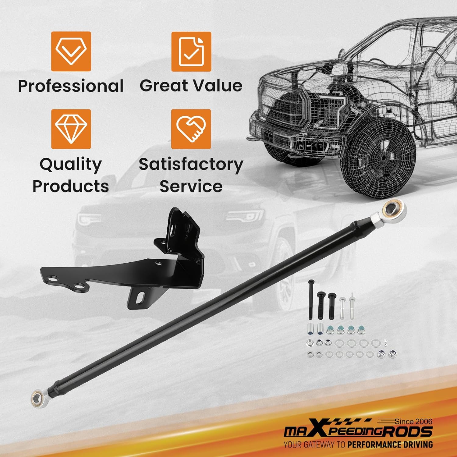 maXpeedingrods Adjustable 0-4" Lift Track Bar for Dodge Ram 1500 2500 3500 1994-2002 4x4, Front Panhard Rod w/Relocation Bracket