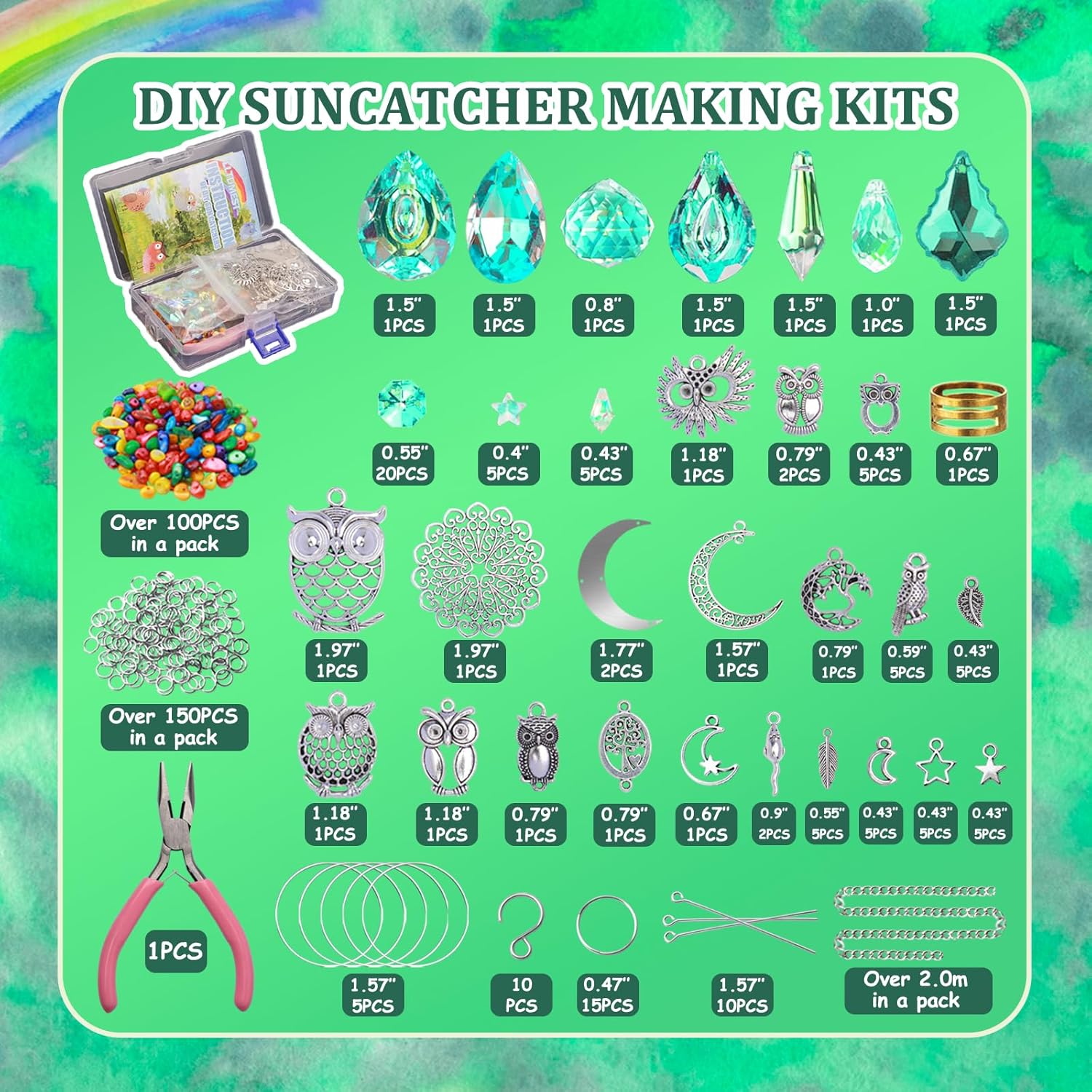 LLTDMEST DIY Crystal Suncatcher Hanging Decor Silver DIY Suncatcher Kit for Adults Hanging Prism Sun Catcher with Chain Pendant Ornament for Window Home Wedding Garden Decoration