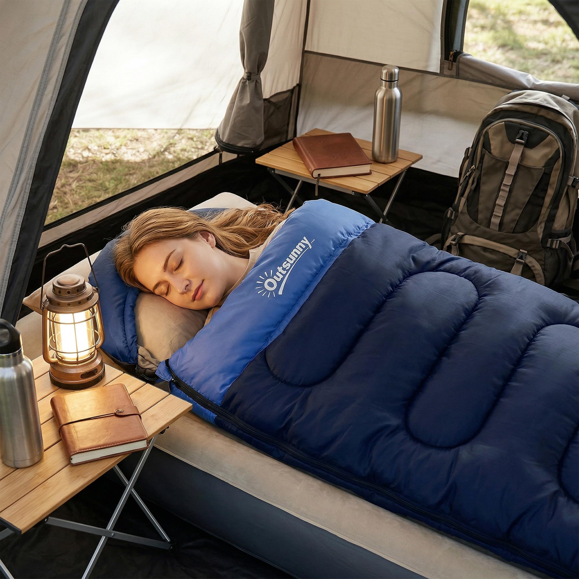 Outsunny Sleeping Bag for Adults, Lightweight & Compact Sleeping Bag, 3 Seasons Adult Blanket, Small Packed Size, Soft, Thick and Warm, for Outdoor Camping — view 9