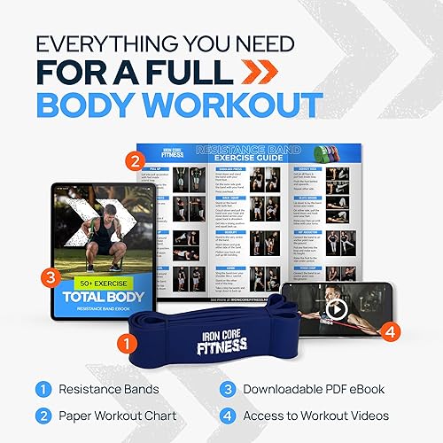 Miniatura 9 de Bandas de Resistencia de Asistencia para Dominadas - Bandas de Potencia de Bucle Largo para Hombres y Mujeres - Entrenamiento de Fuerza, Potencia