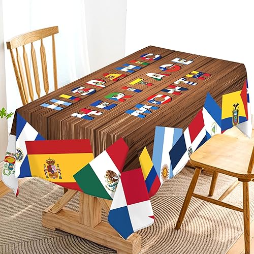 Mantel decorativo del mes de la herencia hispana, 21 banderas de países de habla hispana, decoración rectangular para cocina, comedor, decoración