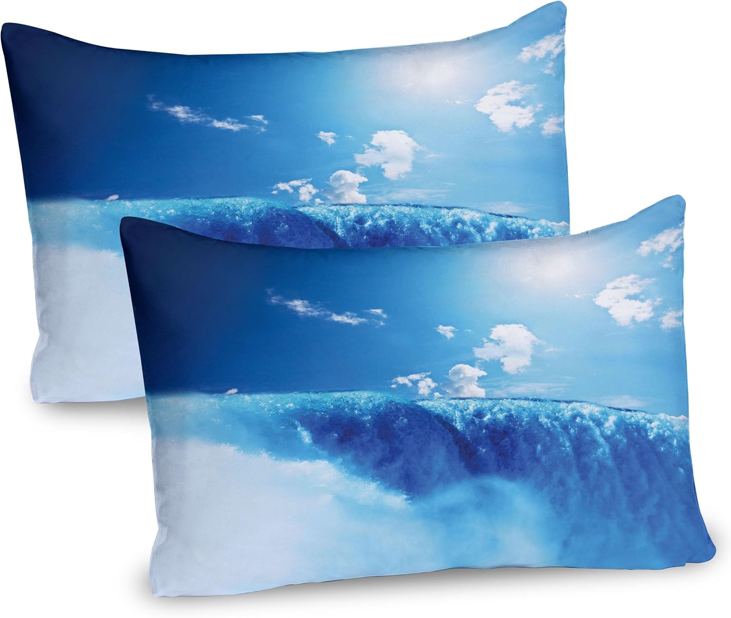Ambesonne Waterfall Pillow Sham Set of 2, Niagara Falls and Clear Sky Landscape Image Majestic River Nature Theme Print, Quality Microfiber Bedding Item for All Seasons, 26" x 20", Blue