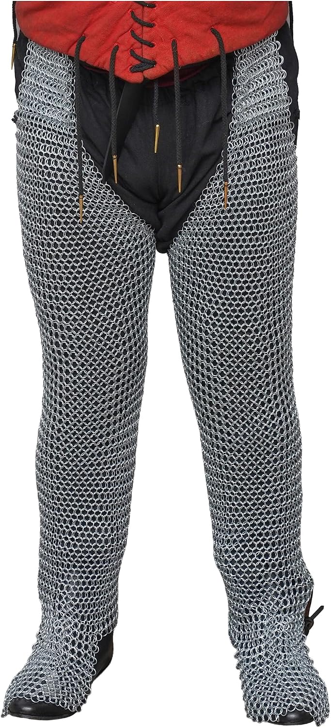 Lord of Battles Medieval Chainmail Chausses | Handcrafted 16 Gauge Leg Armor | Historical Reenactment, LARP, Cosplay