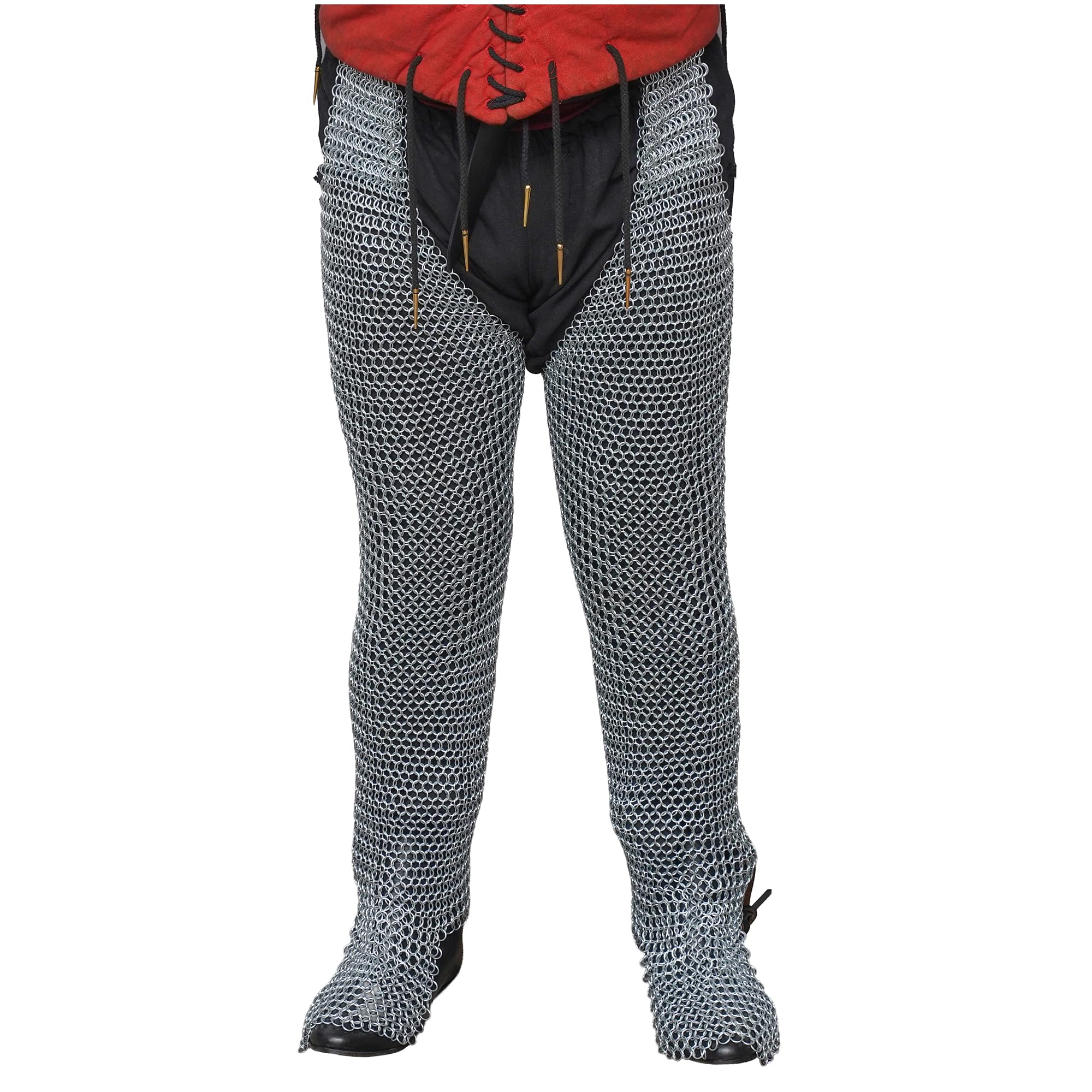 Lord of Battles Medieval Chainmail Chausses | Handcrafted 16 Gauge Leg Armor | Historical Reenactment, LARP, Cosplay, Natural, Default
