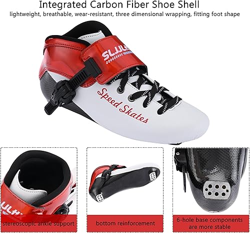 Miniatura 3 de Patines de velocidad en línea para hombres y mujeres, patines en línea profesionales de fibra de carbono para adultos masculinos, patines de Rojo