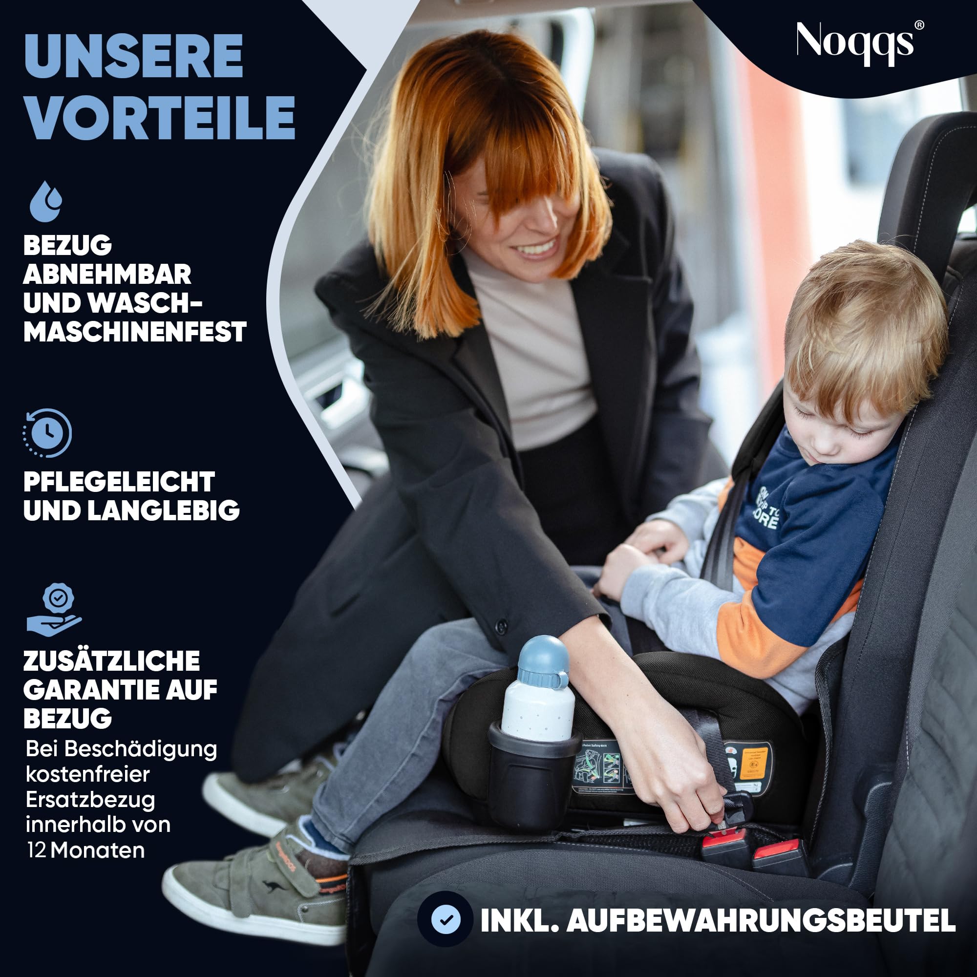 Kindersitzerhöhung Auto ECE R129 i-Size 125–150 cm extra breit gepolstert Schwarz