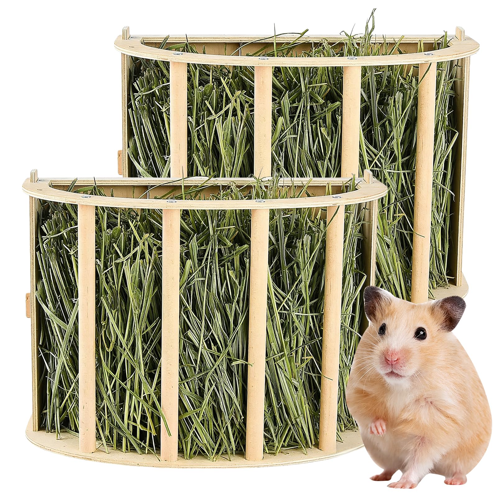 2 Pièce Râtelier À Foin, Râtelier À Foin en Bois, Mangeoire À Foin en Bois, Support Robuste, 25 * 13 * 18,8 Cm, Distributeur De Foin pour Cochons pour Lapins, Cochons d'Inde, Hamsters, Petits Animaux