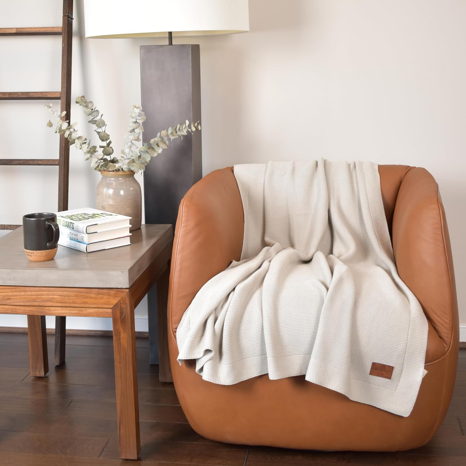 100% Cotton Knitted Throw Blanket – Oeko-TEX® Certified, Breathable & Soft, 50" x 60" – Substantial All-Season Blanket for Couch, Bed, Home Décor and Gifting - 2 lb (Silver Gray) - Image 2