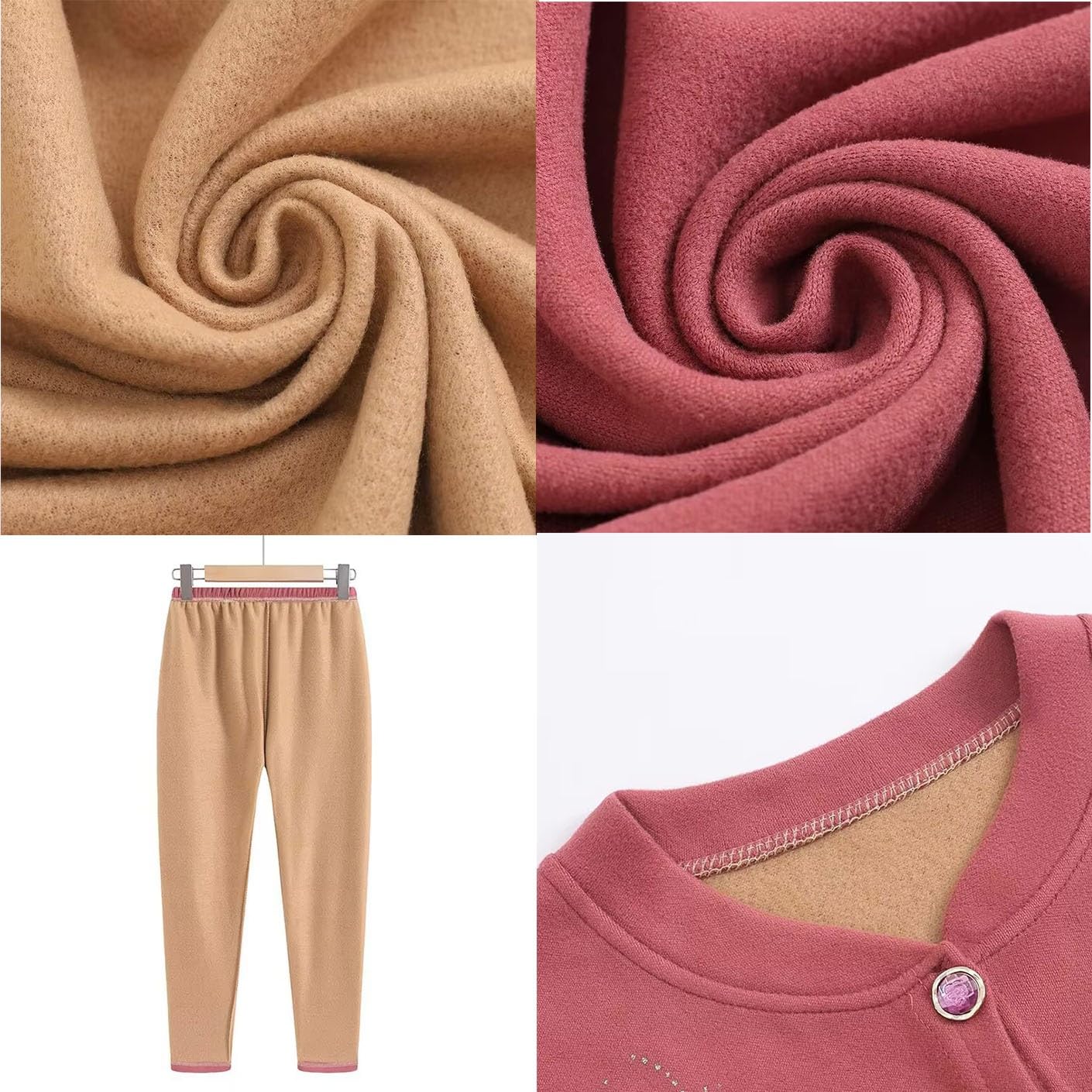 Abuela Mamá Mujeres De Edad Media Cardigan Pantalones Superiores Conjuntos Cálido Térmico Largo Johns Ropa Exterior Chaqueta Capa Base Pijama