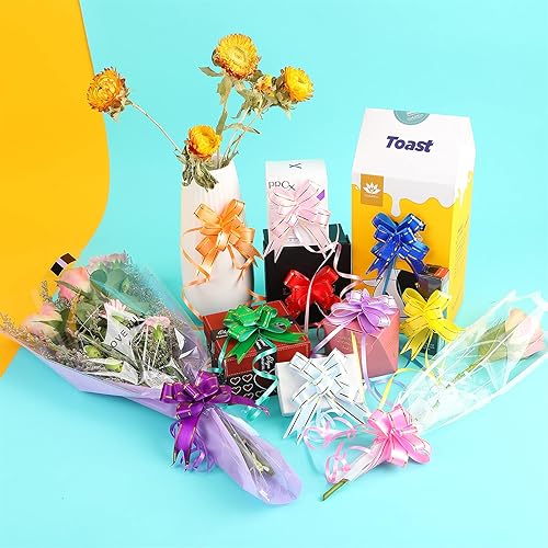 Miniatura 4 de Lazos pequeños para envolver regalos, cintas y lazos para regalos, lazos para envolver regalos, lazos para el día de la madre, 100 unidades, rosa