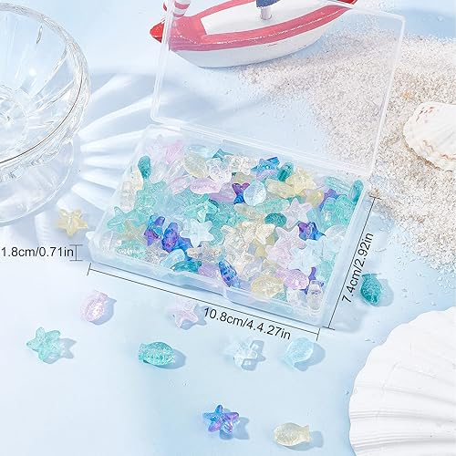 Miniatura 7 de SUNNYCLUE 1 caja de 120 cuentas de pez de estrella de mar, cuentas de estrella de mar, cuentas de estrella de vidrio, cuentas sueltas de animales