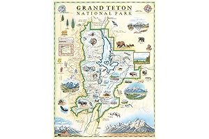 xplorer maps Grand Teton National Park Hand-Drawn Map Poster: Unveil the Allure of Nature