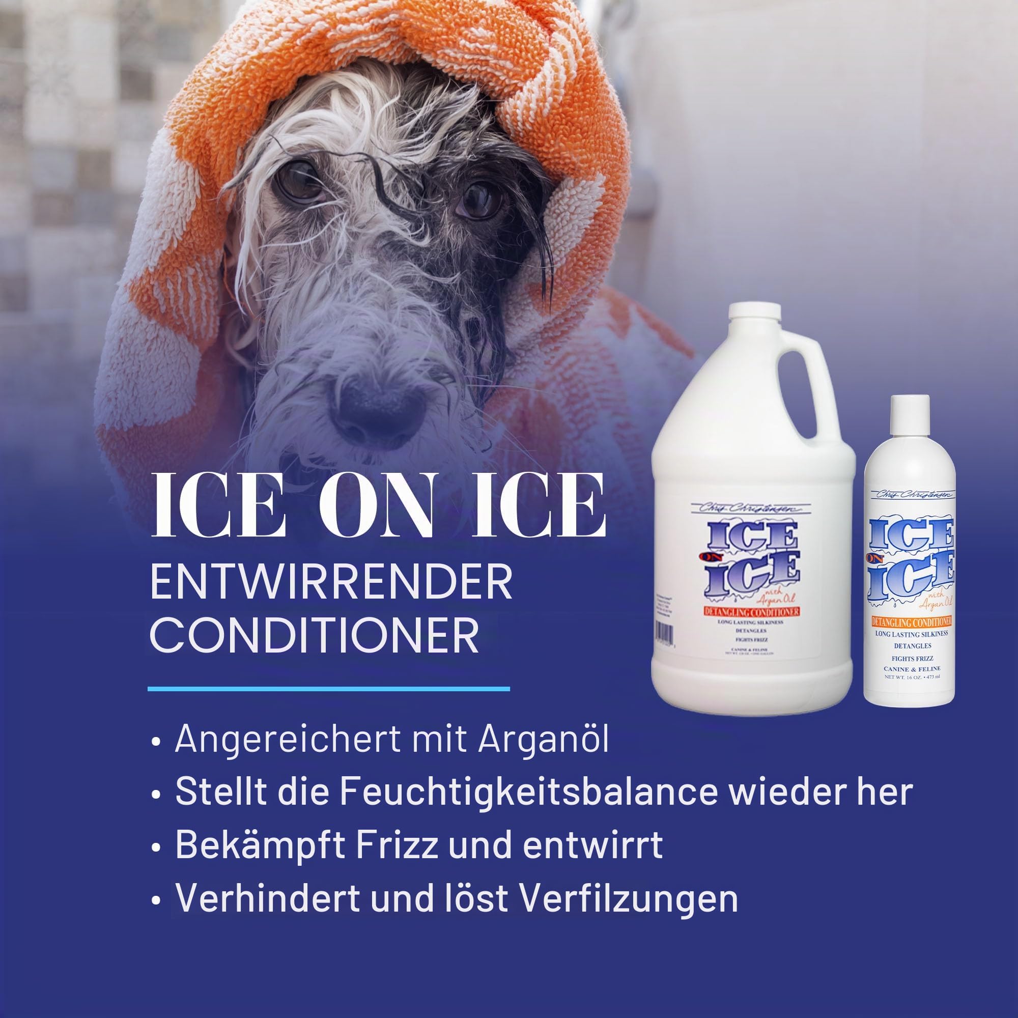 Chris Christensen Ice On Ice Conditioner - Entwirrung und Glanz für das Haar | Professionelle Haarpflege, 3,8L
