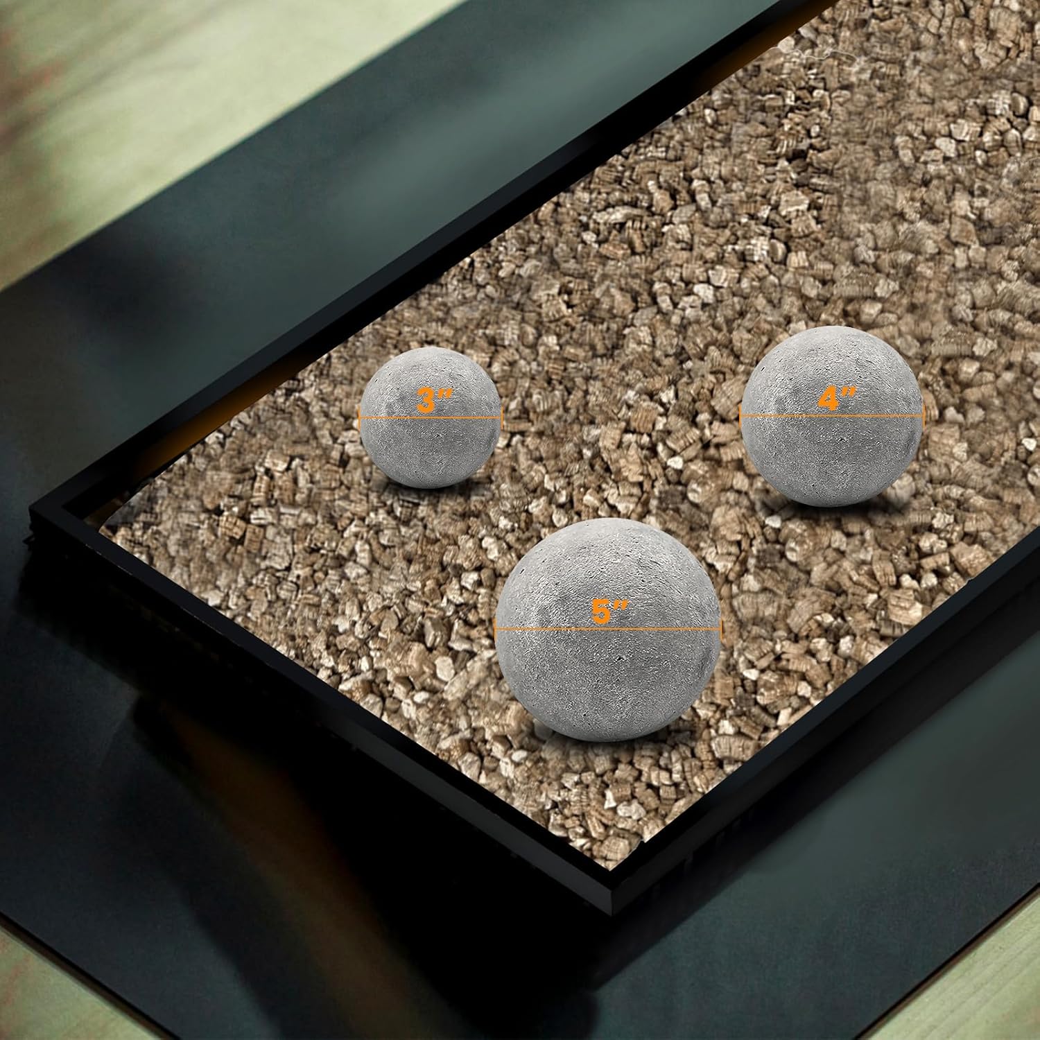 Zhenx Ceramic Fire Balls, 5 Inch, Set of 6 Round Fire Stones, for Indoor and Outdoor Fire Pits, Fire Bowls and Fireplaces, Grey