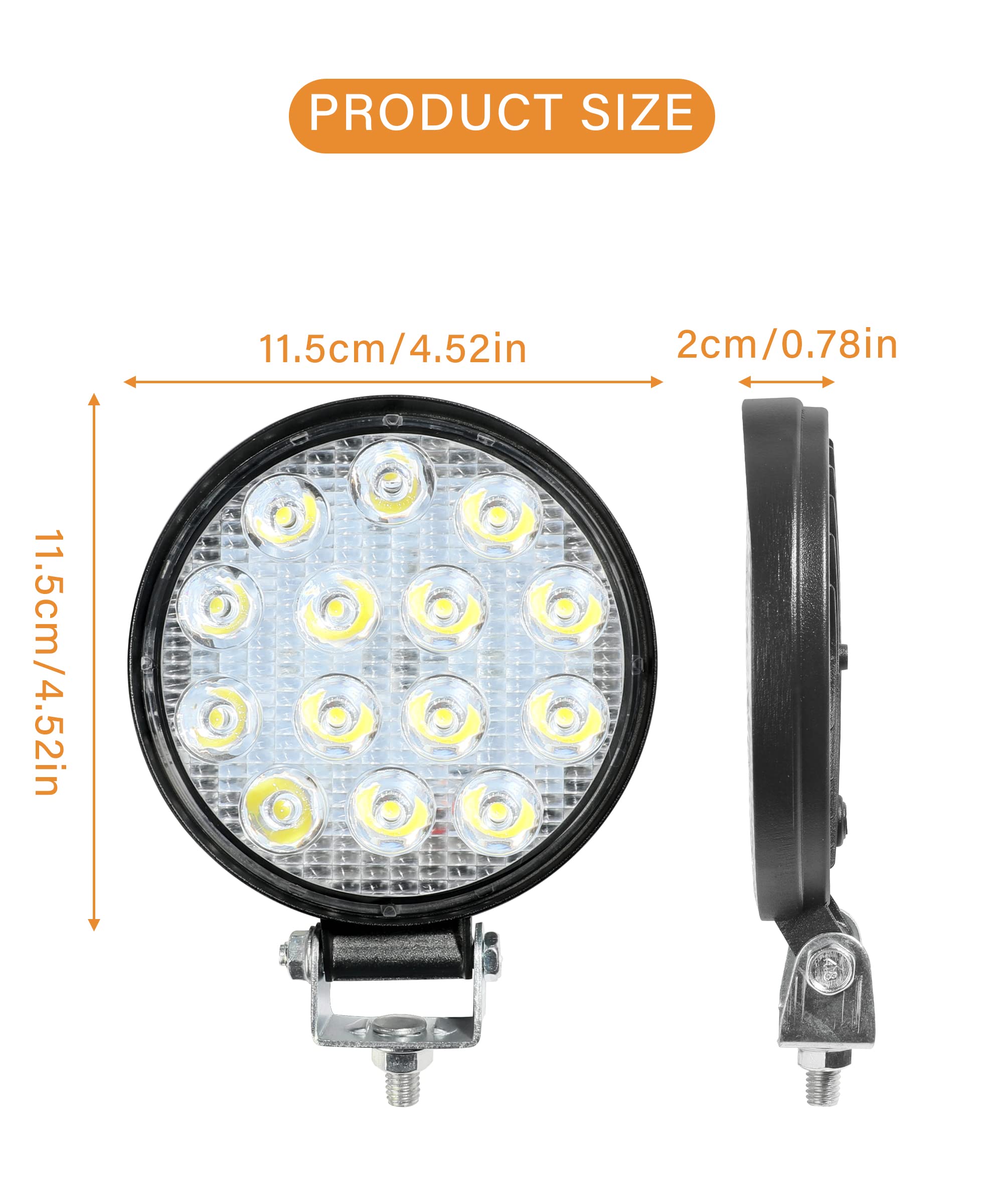 AOCISKA 2PCS 4.5Inch Round LED Offroad Lights,42W Led Round Light Bar Spot Light Fog Light Bumper Work Light, LED Off Road Light Flood Light