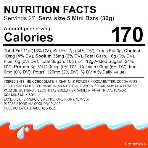 Miniatura 2 de Kinder Chocolate Mini, paquete a granel de 29.2 onzas, hasta 138 minis, barra de chocolate con leche con relleno cremoso de leche, dulces envueltos