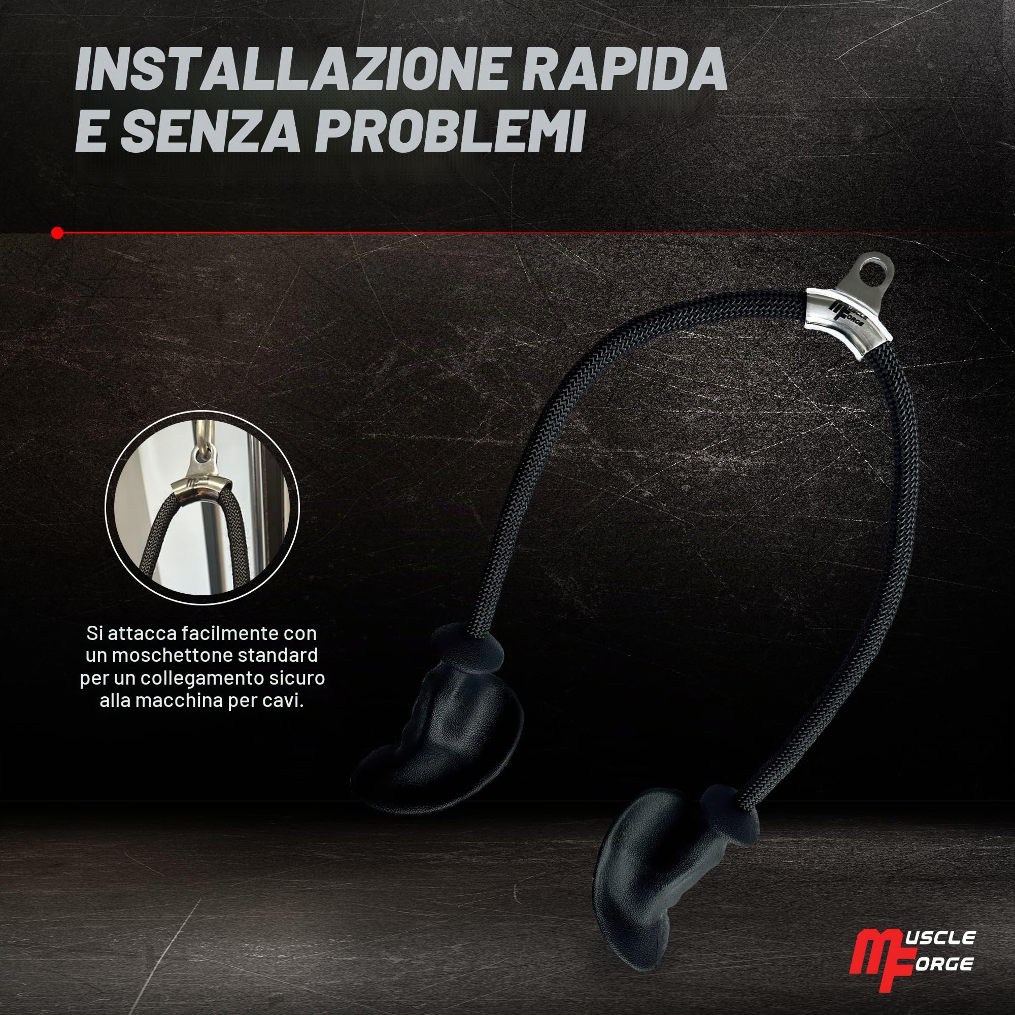 Corda Ergonomica per Tricipiti, Corda per carrucola, Pulley, Maniglia per l'allenamento dei Tricipiti e Bicipiti in Palestra o a Casa