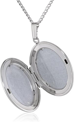 Miniatura 2 de Collar con relicario ovalado de plata esterlina con flores grabadas 20