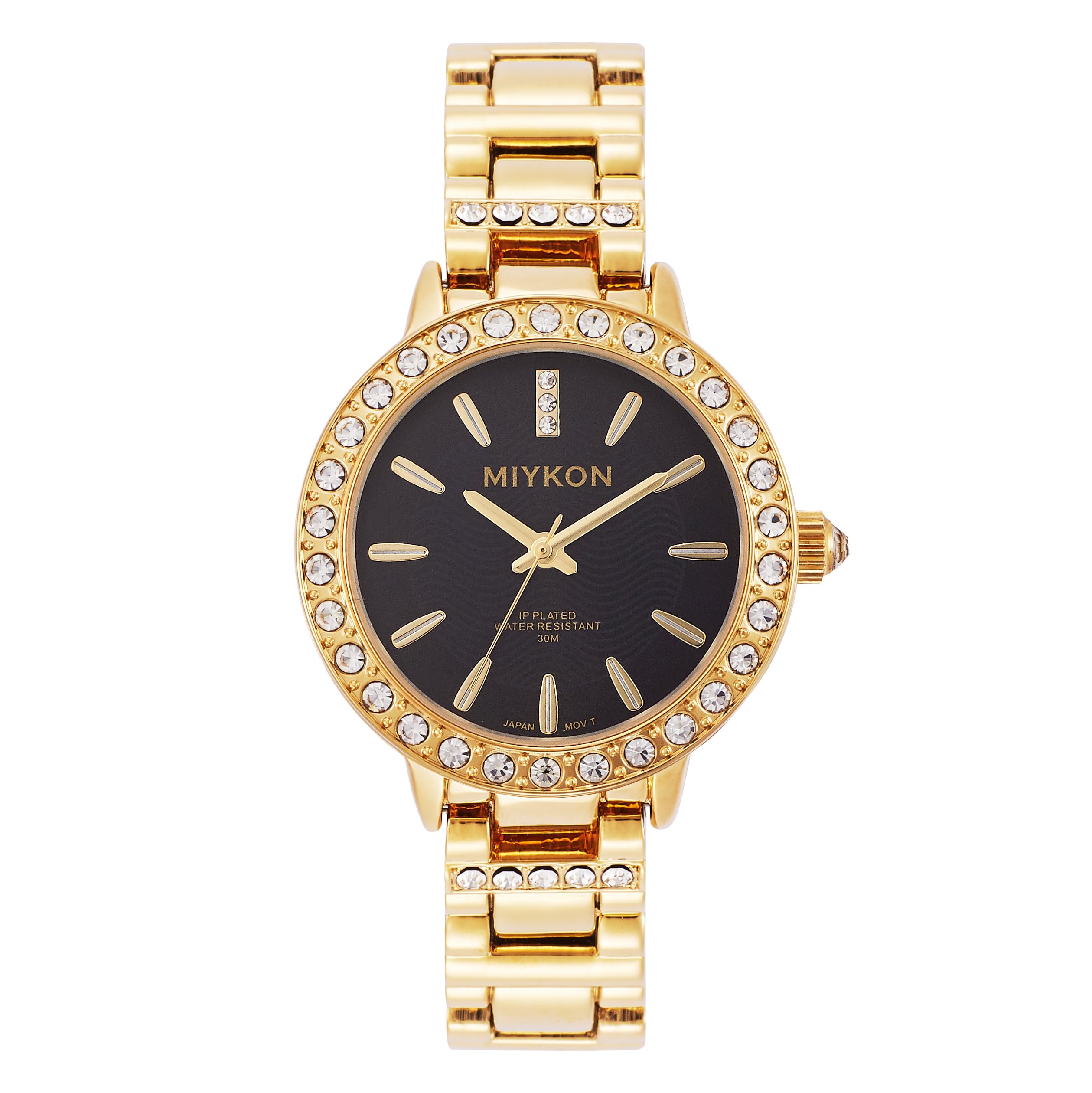 Miykon Relojes de plata y oro para mujer, pequeño y delicado reloj para mujer con cristales auténticos, pulsera de joyería para mujer pulida con iones, vidrio resistente a los arañazos, cuarzo japonés