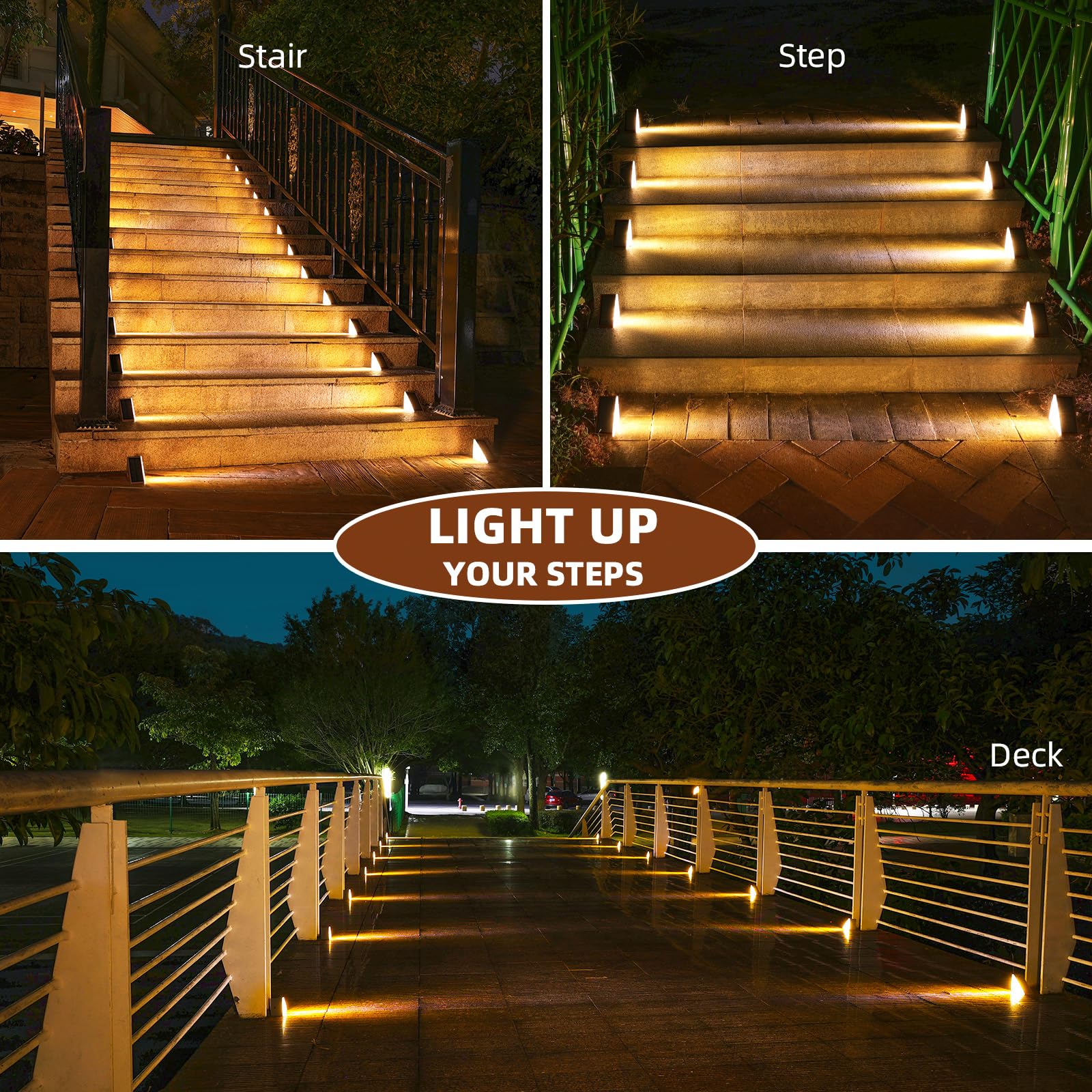 NIORSUN Solarlampen für Außen 12 Stück, Solar Treppenbeleuchtung Aussen Wasserdichte IP67 mit 13 Helle LEDs, 3000 K Warmweiß, Auto Ein/Aus, für Treppen, Stufen, Terrassen, Garten, Veranden, Gehwege