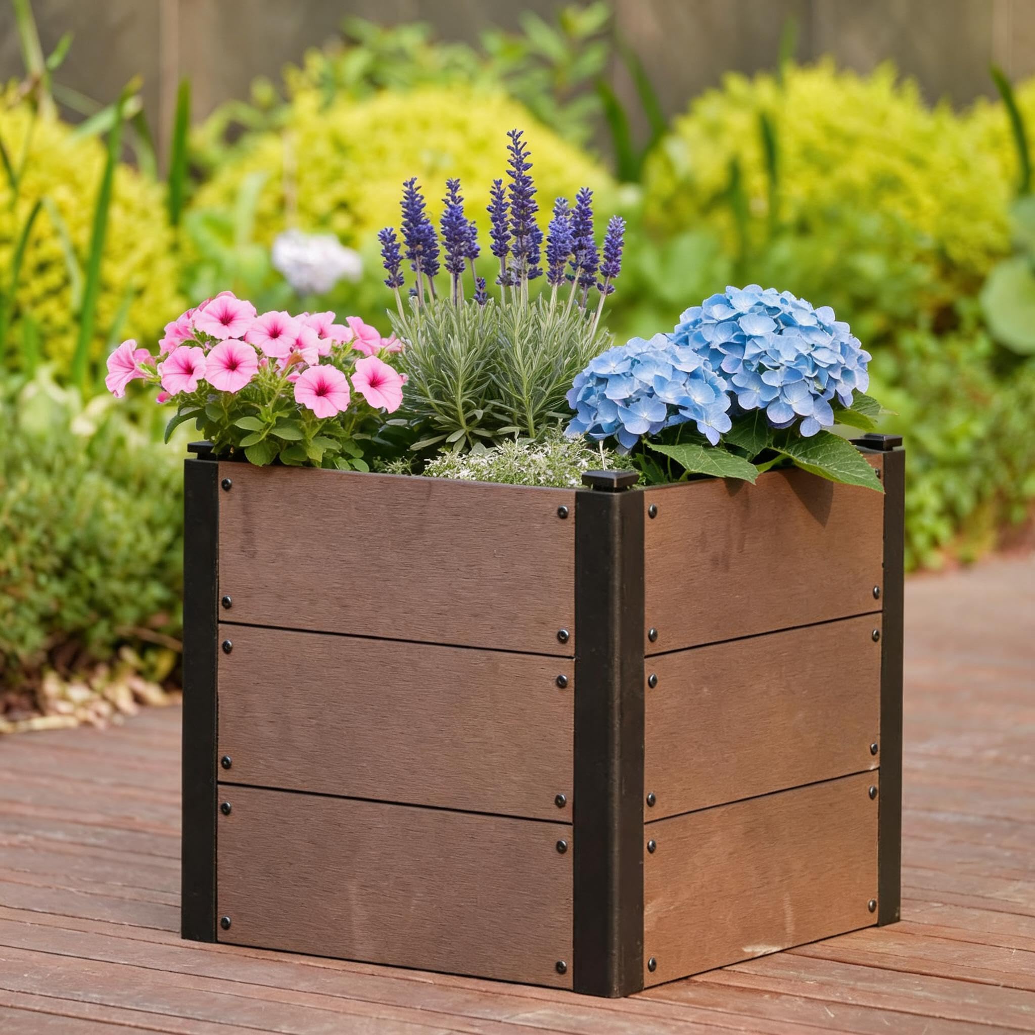 GarveeTech 49x49x45cm Raised Garden Bed, Outdoor Planter Box with Bottom