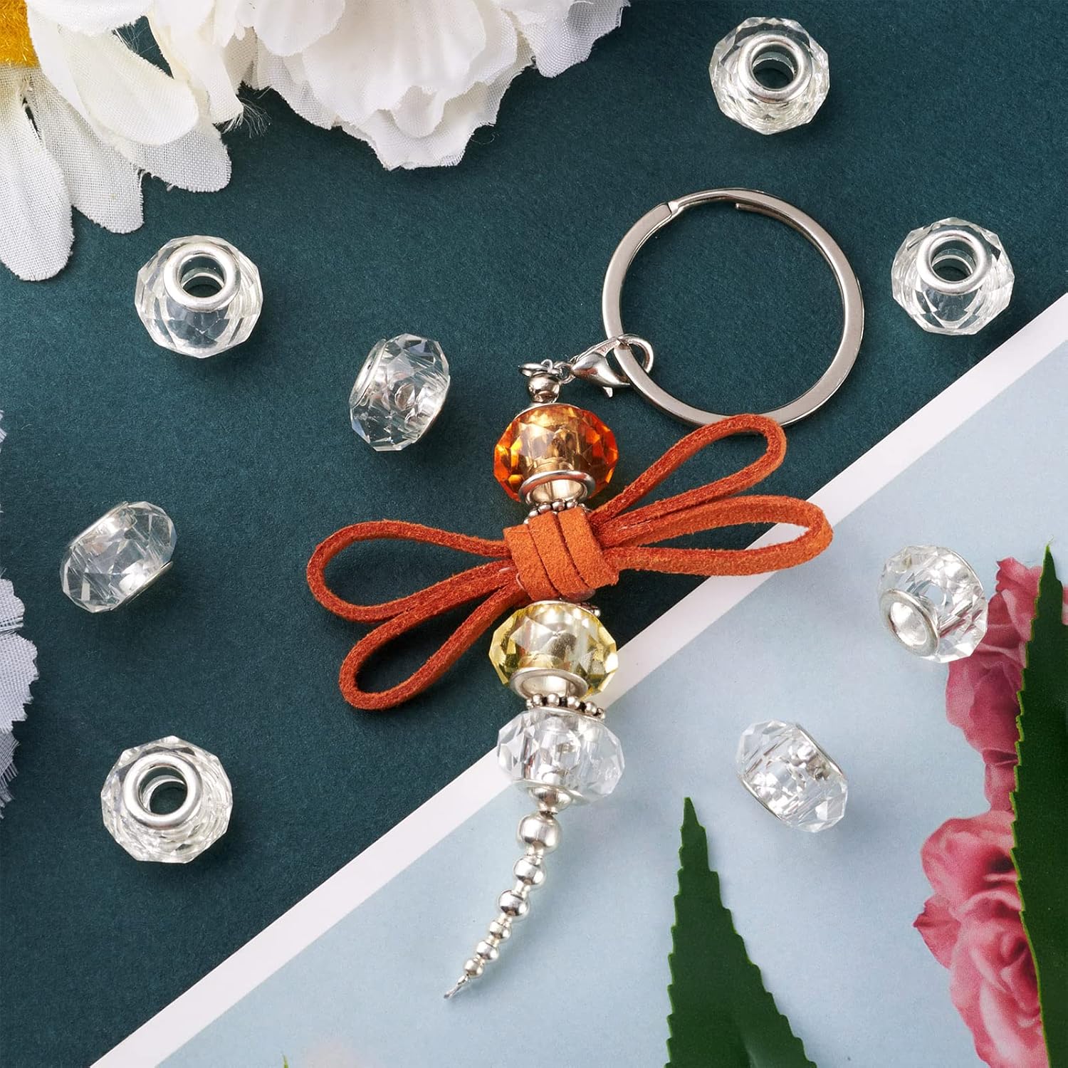 100pcs 14mm Large Hole Glass Beads - Clear European Lampwork Loose Spacer Beads for DIY Craft Snake Chains Charms Bracelet Necklace Earring Making - Hole: 5mm - Image 4