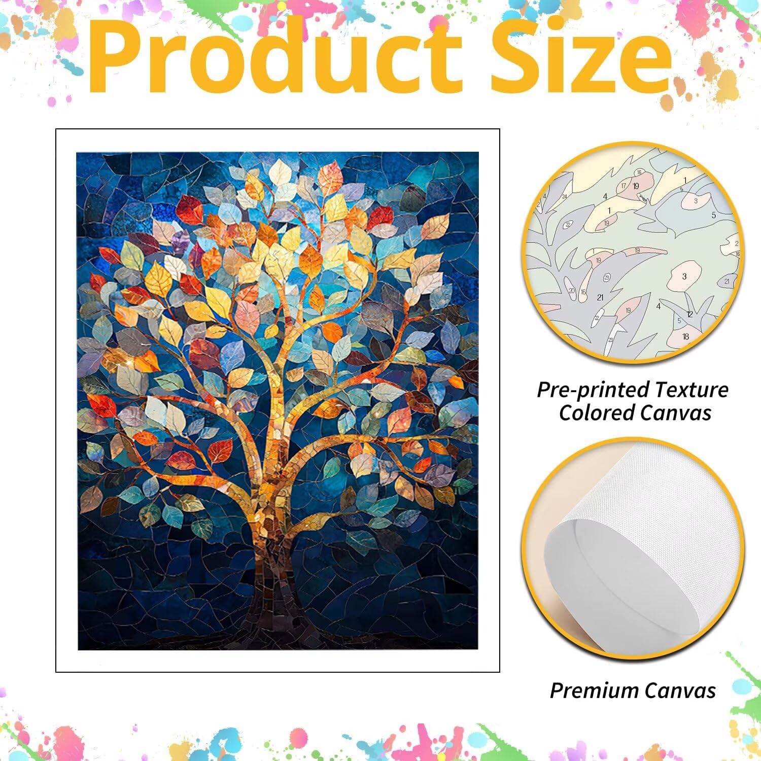 WEISHIWE Malen nach Zahlen Erwachsene Bunter Baum, 70x90cm x-67 | Handgemalt Ölgemälde Kit für Mädchen Jungen ab 7 8 9 Jahre, Rahmenlos, für die Wanddekoration zu Hause, DIY Acrylmalerei