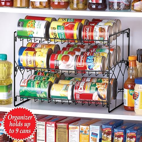 Miniatura 4 de Collections Etc Estante organizador de almacenamiento de latas, almacenamiento de 3 niveles y solución de despensa o cocina que ahorra espacio,