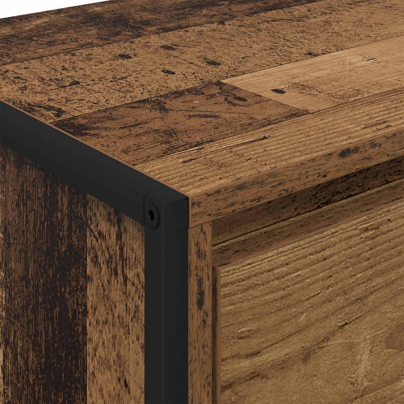 Sideboard Altholz 42 x 36 x 75,5 cm Holzwerkstoff mit Schublade, Industrie-Design Schrank für Wohnzimmer, Schlafzimmer, robuste Stahlbeine, viel Stauraum für Bücher und Dekoration, moderne Wohnidee
