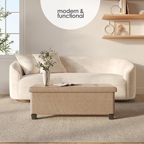 Miniatura 506 de Otomana plegable para dormitorio o sala de estar, con contenedores de almacenamiento, reposapiés para el extremo de la cama, soporta hasta 660 lb,