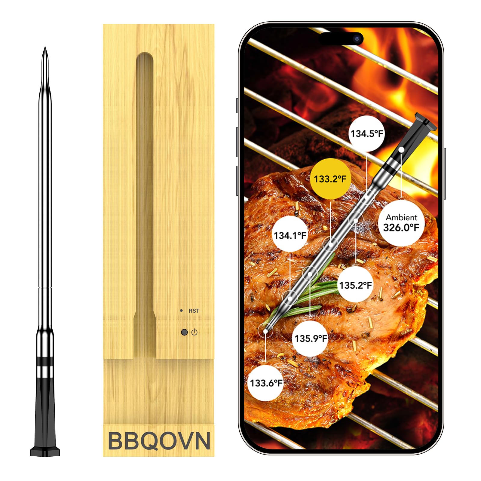 Wifi Wireless Meat Thermometer Monitor For Grill,Smoker (1, Purple, Small)