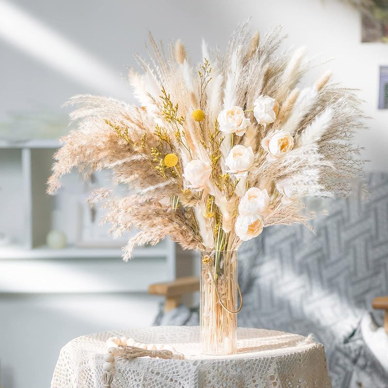 Tycons Pampas Grass 80 db Száraz Virág Dekoráció Boho Stílusú Lakáshoz