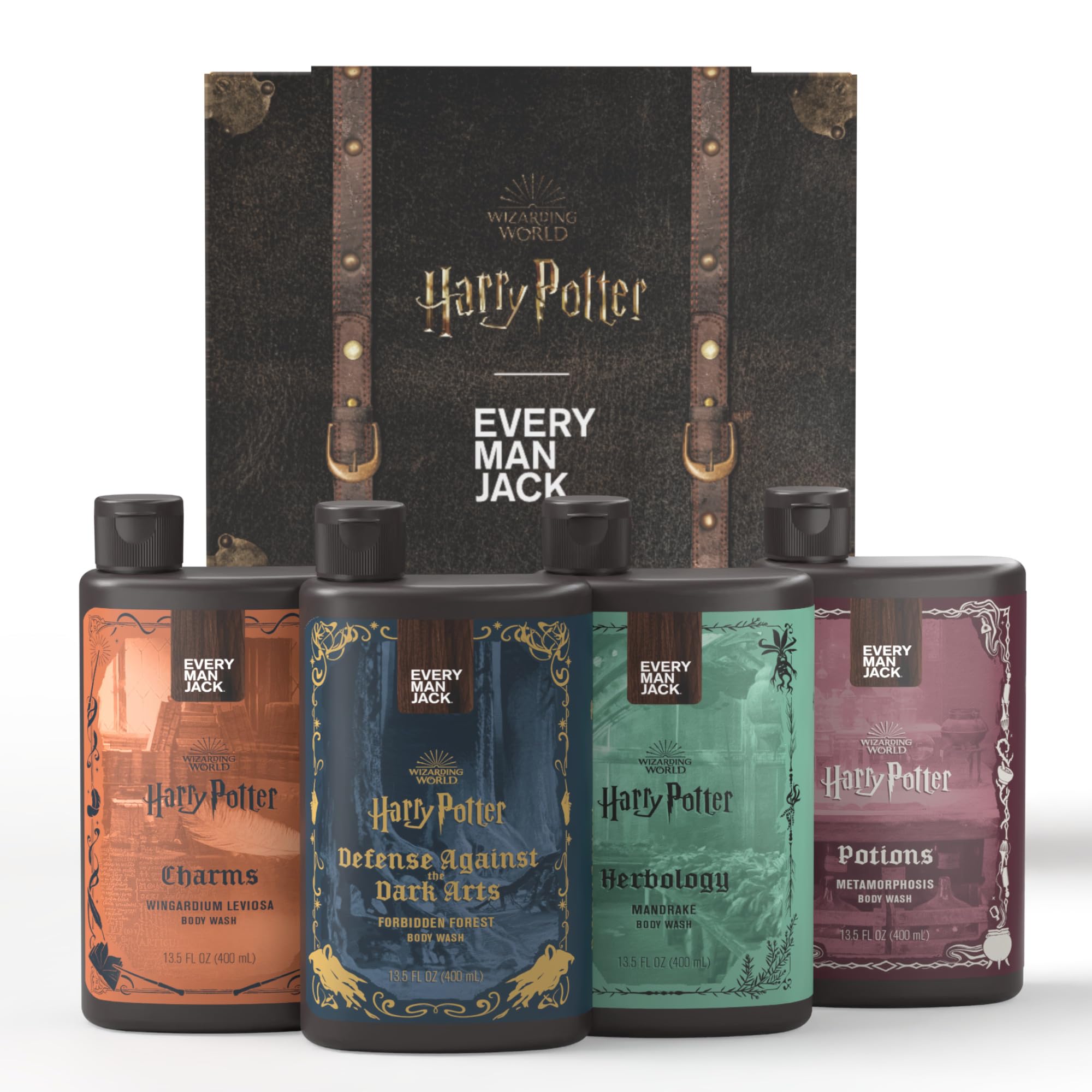 Every Man Jack Harry Potter Body Wash Gift Set for Men, Boxed Set of 4
