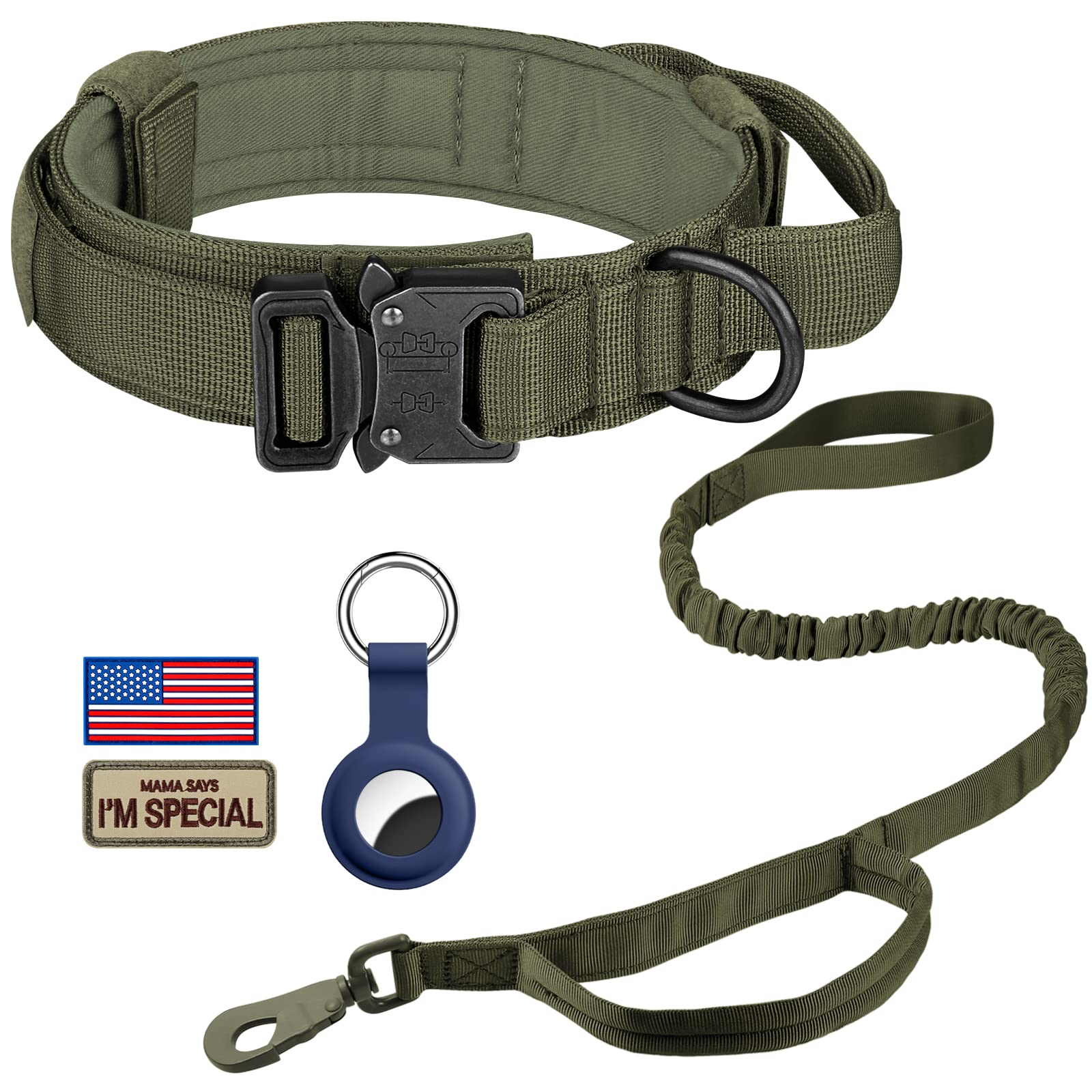 DAGANXI Tactical Dog Collar, Adjustable Military Training Nylon Dog Collar with Control Handle and Heavy Metal Buckle for Medium and Large Dogs, with