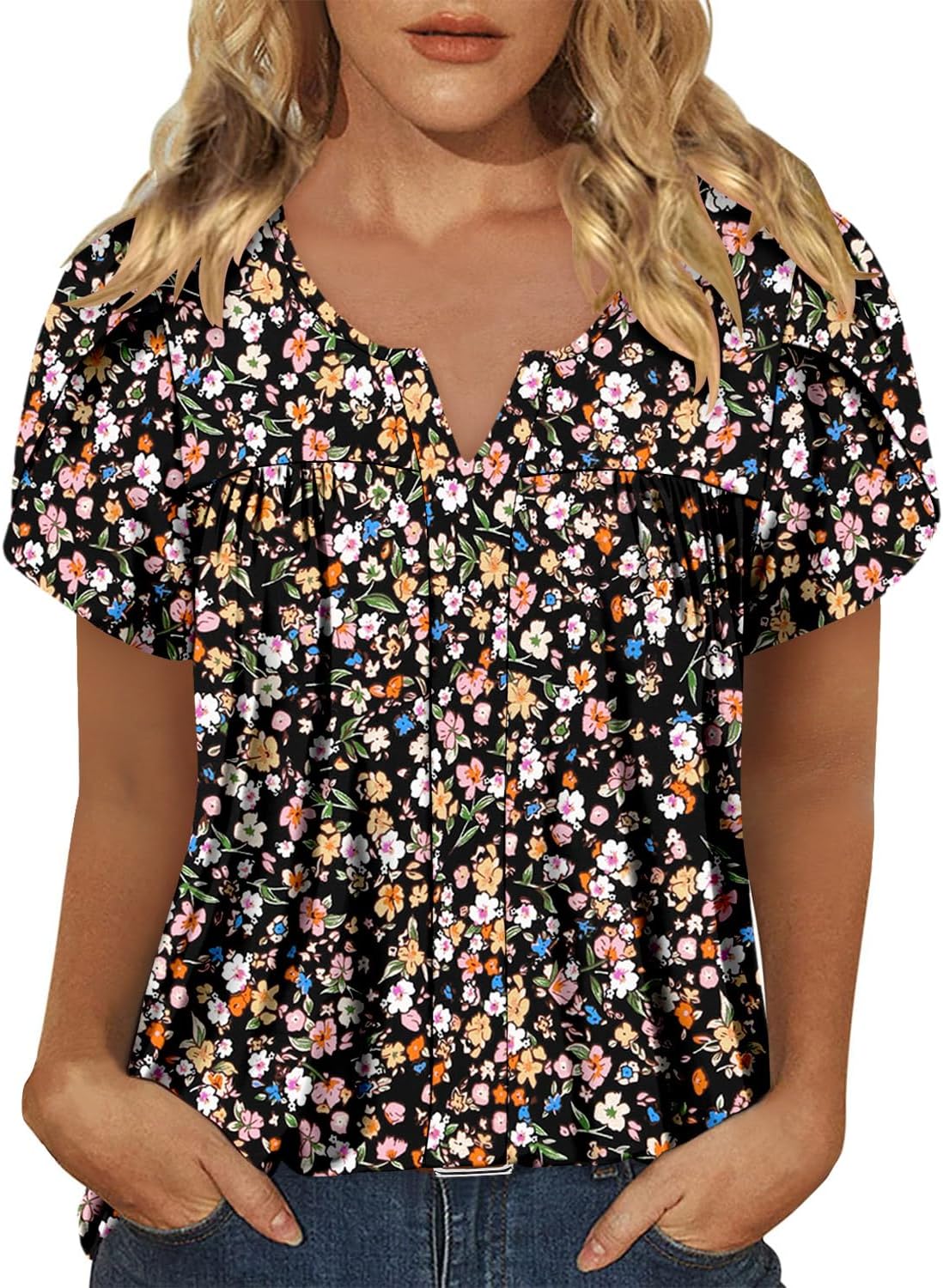 CRAZY GRID Womens Summer Tops Short Sleeve Tshirt Summer Floral Boho Shirts Casual Flowy Tee Comfy Blouses - Image 4