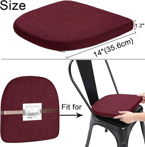 Miniatura 4 de BUYUE Natural Linen - Juego de 4 cojines magnéticos de 14 x 14 pulgadas para sillas de metal, almohadillas de asiento antideslizantes mejoradas para