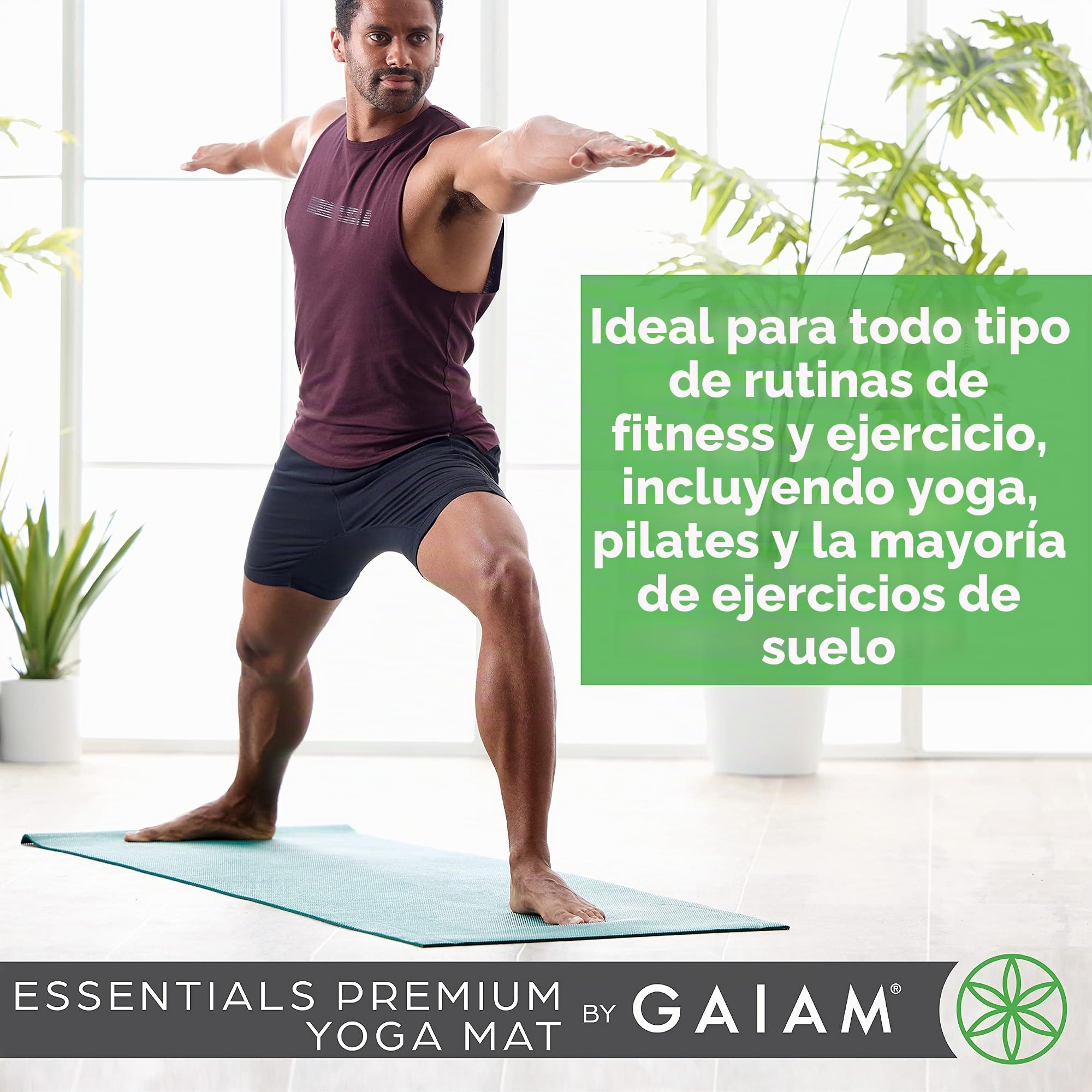 Gaiam Essentials Premium - Esterilla de yoga con soporte para esterilla de yoga (72 pulgadas de largo x 24 pulgadas de ancho x 1/4 pulgadas de grosor)