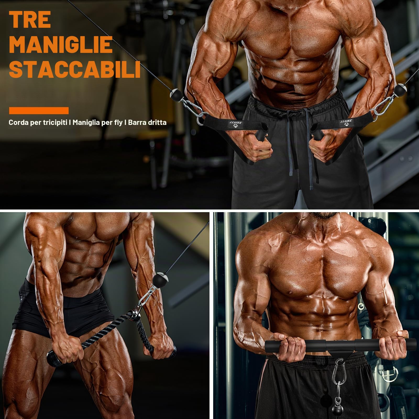 SERTT Sistema di puleggia per pesi da palestra, accessori per puleggia con cavi aggiornati per pull down, bicipiti, tricipiti, esercizi per braccia, attrezzatura aggiuntiva per palestra domestica